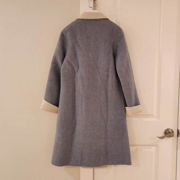 Petite Studio Blue and White Reversible Wool Coat XXS - Picture 4 of 5
